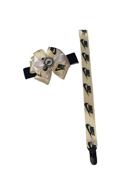 Conjunto de chupetero de tela y diadema