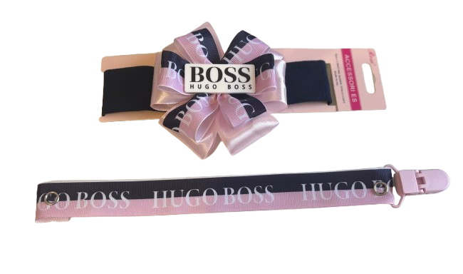 Conjunto de chupetero de tela y diadema